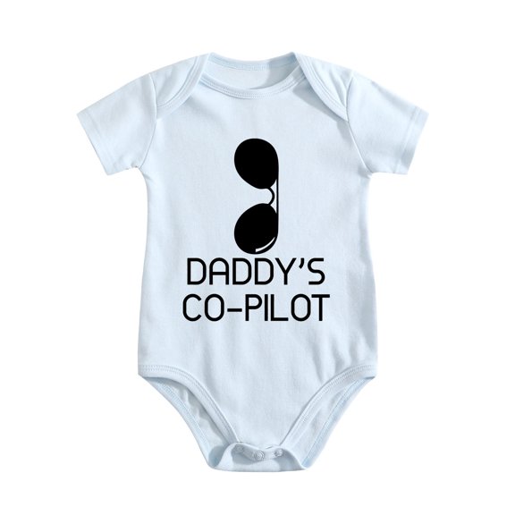 Daddy's Co-Pilot Baby Bodysuit Funny Cute Infant Newborn Coming Home Outfit Boys Girls Baby Blue-style-1 0-3M