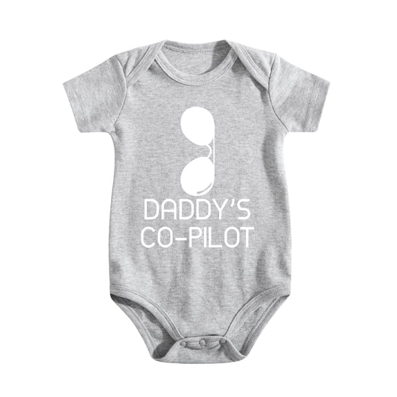 Daddy's Co-Pilot Baby Bodysuit Funny Cute Infant Newborn Coming Home Outfit Boys Girls Light Gray-style 6-9M