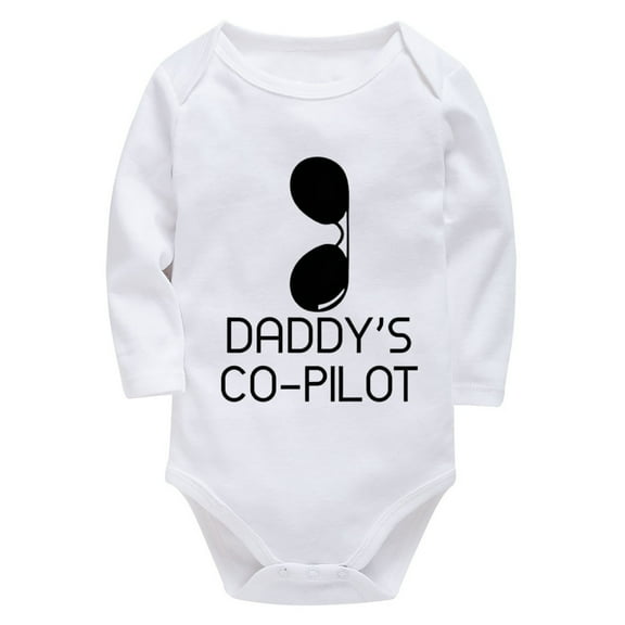 Daddy's Co-pilot Baby Cotton Onesie Long Sleeve Boy Clothes Newborn White 3-6 Month Onsies