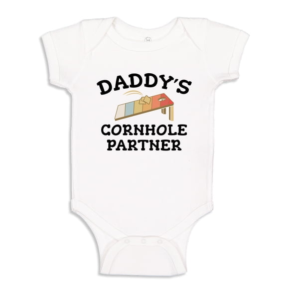 Daddy's Cornhole Partner Baby Bodysuit One Piece NB White