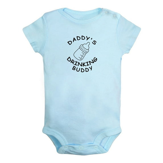 Daddy's Drinking Buddy Funny Rompers For Babies, Newborn Baby Unisex Bodysuits, Infant Jumpsuits, Toddler 0-24 Months Kids One-Piece Oufits (Blue, 0-6 Months)