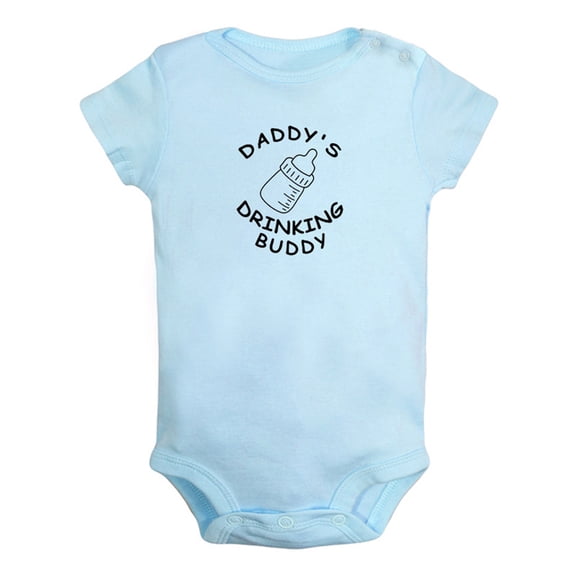 Daddy's Drinking Buddy Funny Rompers For Babies, Newborn Baby Unisex Bodysuits, Infant Jumpsuits, Toddler 0-24 Months Kids One-Piece Oufits (Blue, 6-12 Months)