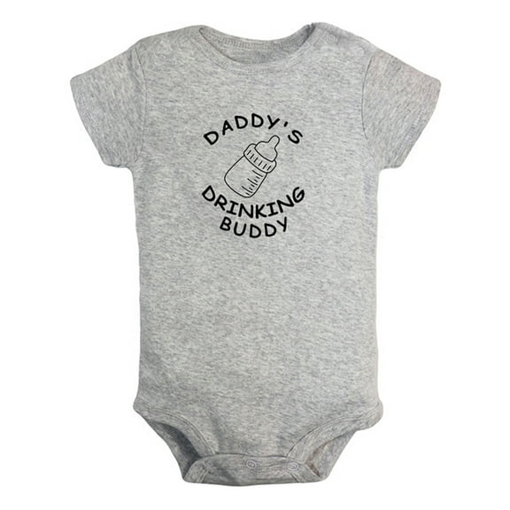 Daddy's Drinking Buddy Funny Rompers For Babies, Newborn Baby Unisex Bodysuits, Infant Jumpsuits, Toddler 0-24 Months Kids One-Piece Oufits (Gray, 0-6 Months)