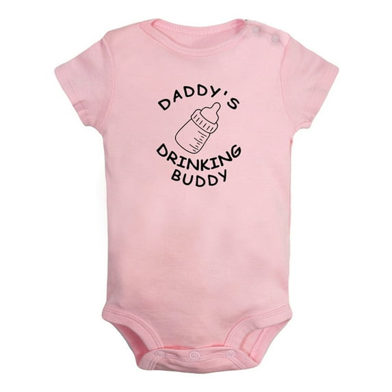 Daddy's Drinking Buddy Funny Rompers For Babies, Newborn Baby Unisex Bodysuits, Infant Jumpsuits, Toddler 0-24 Months Kids One-Piece Oufits (Pink, 18-24 Months)