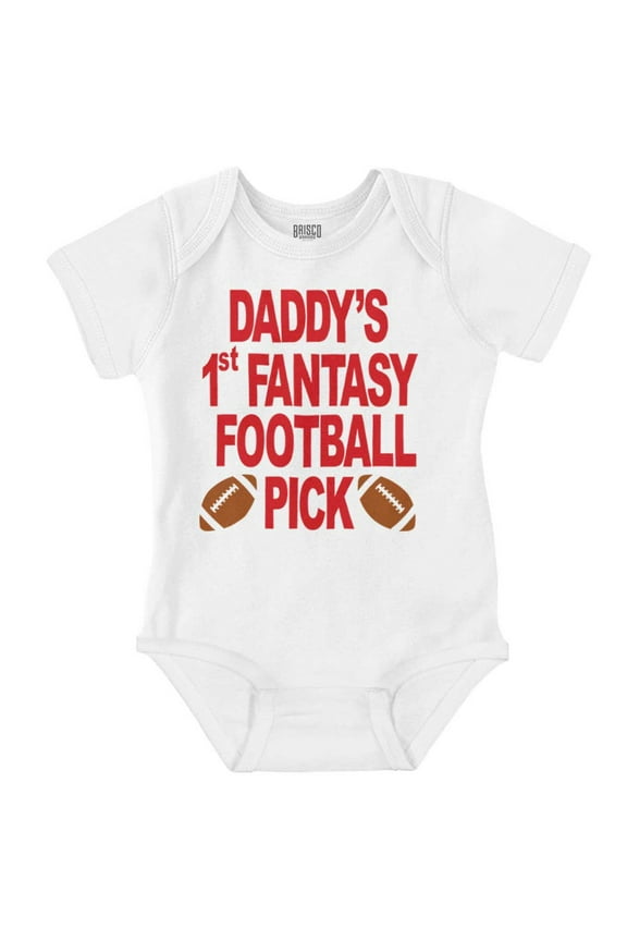 Daddy's Fantasy Football Pick Sports Romper Boys or Girls Infant Baby Brisco Brands 18M
