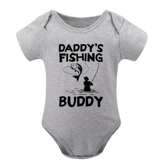 Daddy’s Fishing Buddy - Baby Clothes - Funny Newborn Bodysuit Outfits for Boys And Girls Gray-style-1 9months