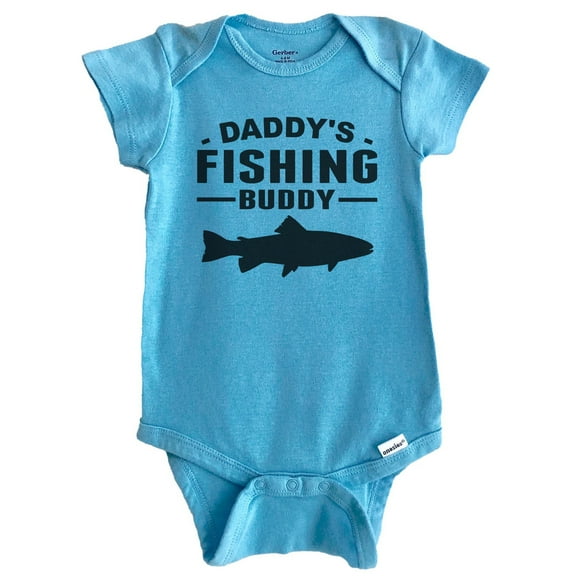 Daddy's Fishing Buddy Cute Baby Bodysuit (Blue), 0-3 Months