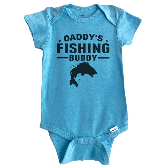 Daddy's Fishing Buddy Cute Fishing Baby Bodysuit (Blue), 0-3 Months