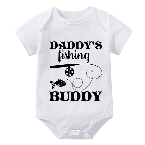Daddy's Fishing Buddy Going Home Outfit for Baby Short Sleeve Baby Boy Newborn Outfit White Girl Onsies3-6 Months
