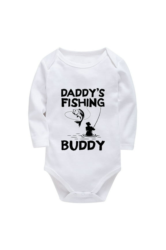 Daddy's Fishing Buddy Newborn Baby Girl Coming Home Outfit Long Sleeve Take Home Outfit White Baby Boy Hospital Outfit Newbo