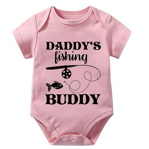 Daddy's Fishing Buddy Newborn Boy Hospital Outfit Short Sleeve Baby Boy Cotton Romper White Newborn Onsies0-3 Months Boy