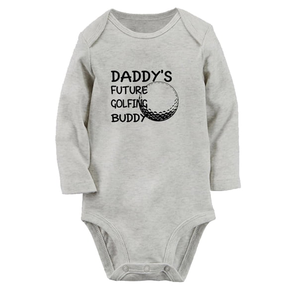 Daddy's Future Golfing Buddy Funny Rompers, Newborn Baby Unisex Bodysuits, Infant Jumpsuits, Toddler 0-12 Months Kids Long Sleeves Oufits (Gray, 0-6 Months)