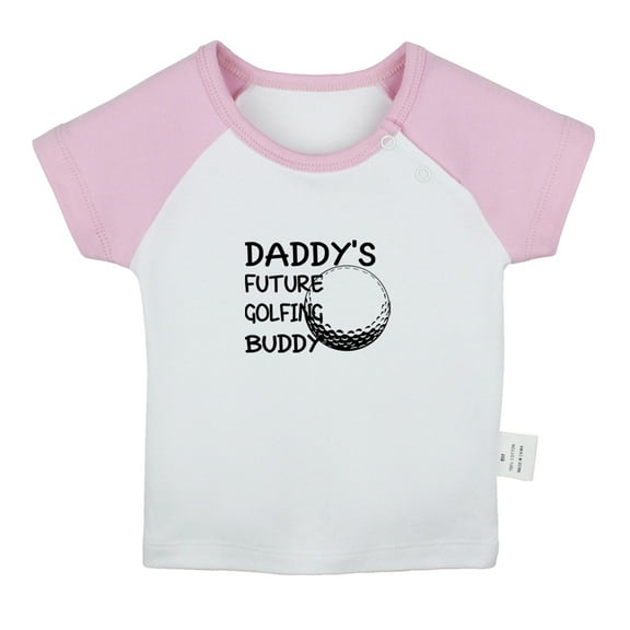 Daddy's Future Golfing Buddy Funny T shirt For Baby, Newborn Babies T-shirts, Infant Tops, 0-24M Kids Graphic Tees Clothing (Short Pink Raglan T-shirt, 0-6 Months)