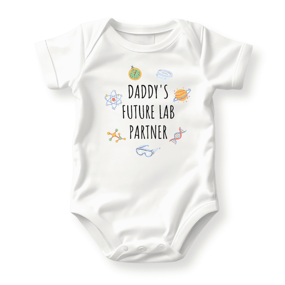 Daddy's Future Lab Partner Baby Bodysuit, Newborn Outfit, Baby Clothes, GiftforChildren 0-3m White