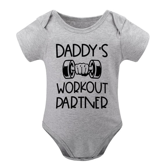 Daddy's Future Lifting Partner - Baby Clothes - Funny Newborn Bodysuit Outfits for Boys And Girls Gray-style-1 9months