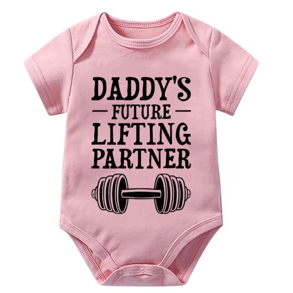 Daddy's Future Lifting Partner Baby Summer Romper Girl Short Sleeve Baby Girl Clothes Romper White Baby Romper 3-6 Months Boy