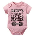 thumbnail image 1 of Daddy's Future Lifting Partner Newborn Bodysuits for Baby Girls Short Sleeve Coming Home Outfit for Baby White Baby Girl Body, 1 of 2