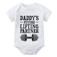 thumbnail image 1 of Daddy's Future Lifting Partner Romper for Girls Short Sleeve Coming Home Outfits for Baby White Baby Girl Coming Home Outfit, 1 of 2