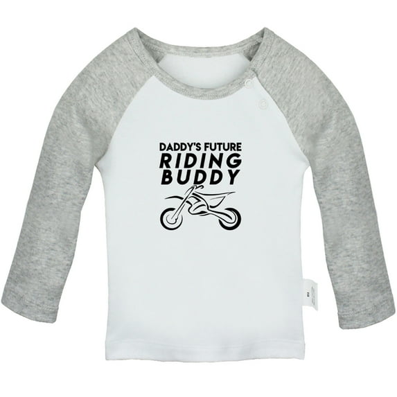 Daddy's Future Motocross Riding Buddy Funny T shirt For Baby, Newborn Babies T-shirts, Infant Tops, 0-24M Kids Graphic Tees Clothing (Long Gray Raglan T-shirt, 18-24 Months)