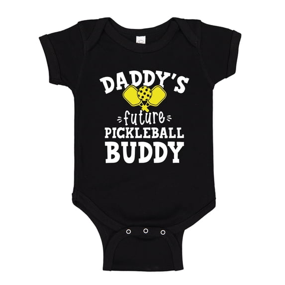 Daddy's Future Pickleball Buddy Baby Bodysuit One Piece 6 mo Black