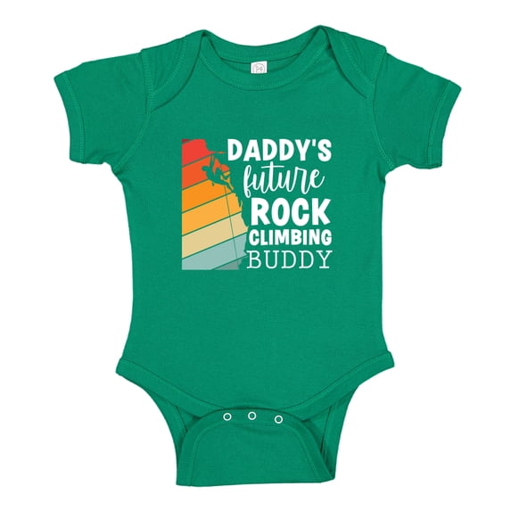 Daddy's Future Rock Climbing Buddy Baby Bodysuit One Piece NB Kelly Green