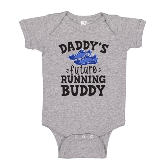 Daddy's Future Running Buddy Baby Bodysuit One Piece 6 mo Athletic Heather
