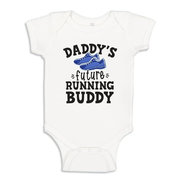 Daddy's Future Running Buddy Baby Bodysuit One Piece 6 mo White
