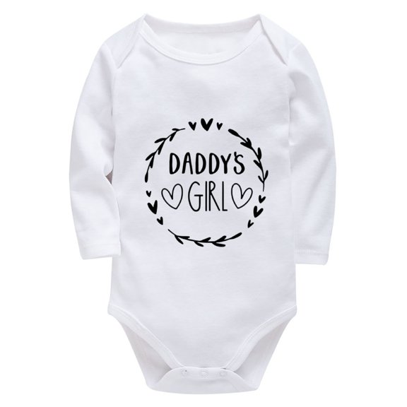 Daddy's Girl Clothes for Newborn Long Sleeve Boy Romper White Baby Onsies6-9 Months
