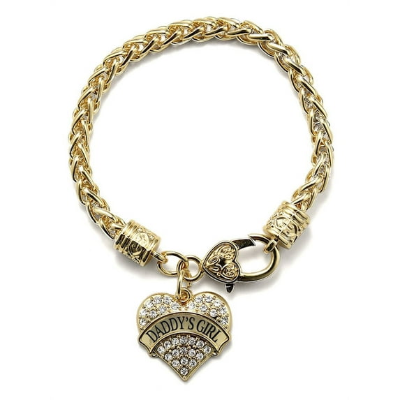 Daddy's Girl Gold Pave Heart Charm Bracelet