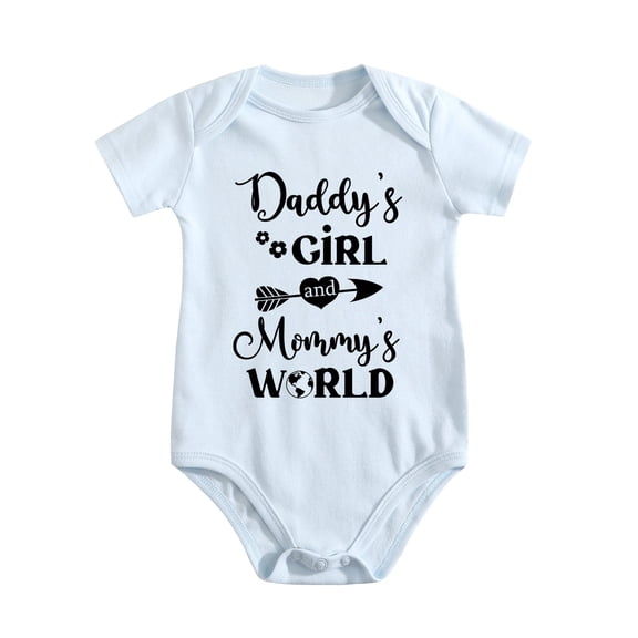 Daddy's Girl Mommy's World Baby Bodysuit Funny Cute Adorable Romper Newborn Outfit Unisex Baby Blue-style-1 3-6M