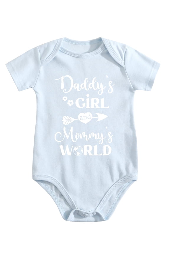 Daddy's Girl Mommy's World Baby Bodysuit Funny Cute Adorable Romper Newborn Outfit Unisex Baby Blue-style 6-9M