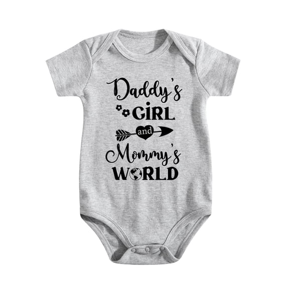 Daddy's Girl Mommy's World Baby Bodysuit Funny Cute Adorable Romper Newborn Outfit Unisex Light Gray-style-1 9-12M