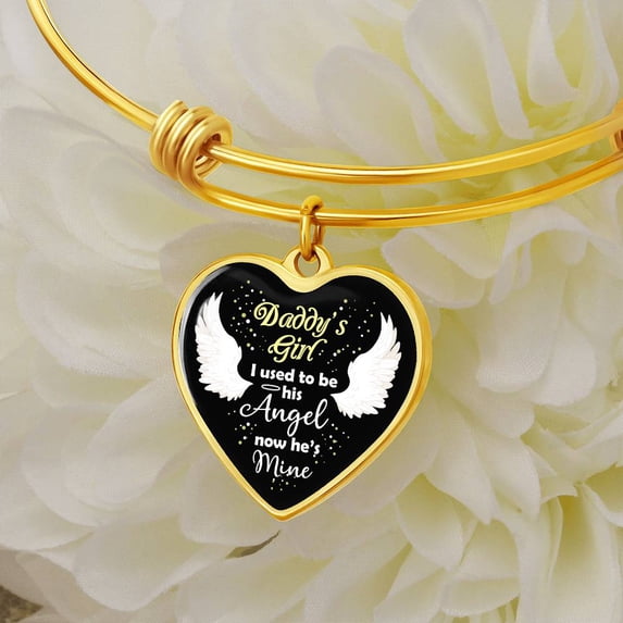 Daddy's Girl Mommy's World Little Daughter Gift Expandable Charm Bracelet Adjustable - Heart Bangle Bracelet (Personalized Engraving Option)