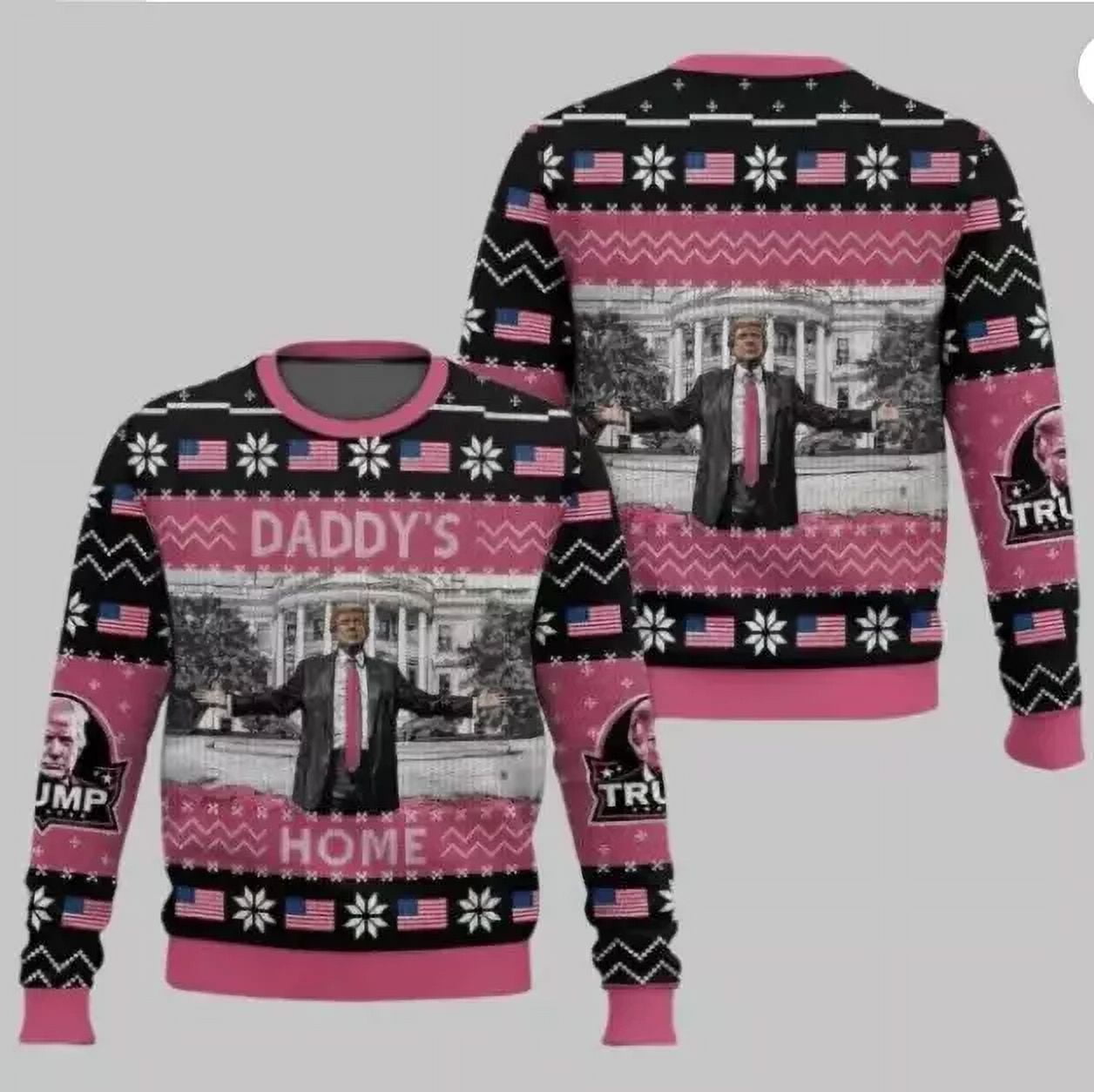 Daddy's Home Donald Trump Christmas Sweater 2024 Ugly Sweater Size S