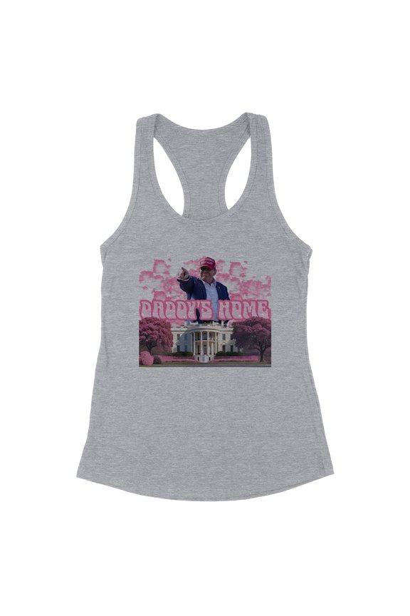 Daddy's Home Trump 2024 Tank Top Fitted Racerback Women's Medium Heather Grey