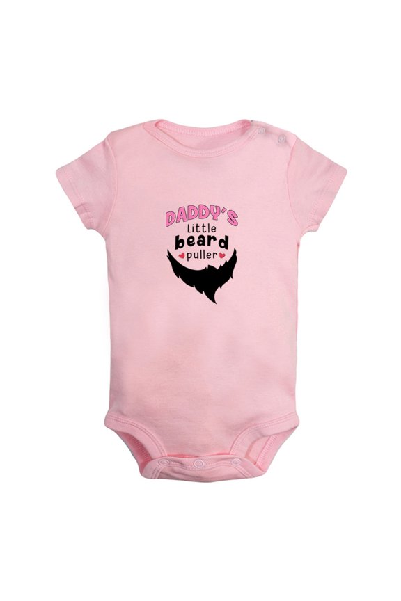 Daddy's Little Beard Puller Funny Rompers For Babies, Newborn Baby Unisex Bodysuits, Infant Jumpsuits, Toddler 0-12 Months Kids One-Piece Oufits (Pink, 6-12 Months)