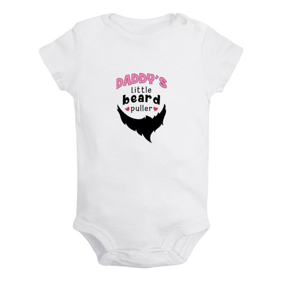 Daddy's Little Beard Puller Funny Rompers For Babies, Newborn Baby Unisex Bodysuits, Infant Jumpsuits, Toddler 0-12 Months Kids One-Piece Oufits (White, 0-6 Months)
