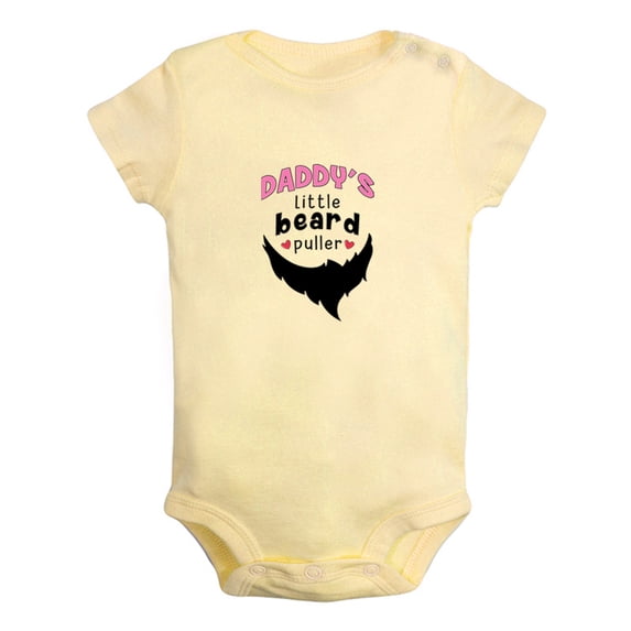 Daddy's Little Beard Puller Funny Rompers For Babies, Newborn Baby Unisex Bodysuits, Infant Jumpsuits, Toddler 0-12 Months Kids One-Piece Oufits (Yellow, 12-18 Months)