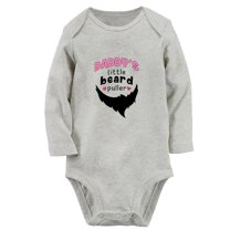 Daddy's Little Beard Puller Funny Rompers, Newborn Baby Unisex Bodysuits, Infant Jumpsuits, Toddler 0-12 Months Kids Long Sleeves Oufits (Gray, 0-6 Months)