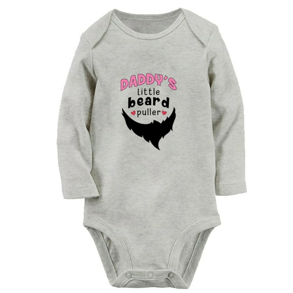 Daddy's Little Beard Puller Funny Rompers, Newborn Baby Unisex Bodysuits, Infant Jumpsuits, Toddler 0-12 Months Kids Long Sleeves Oufits (Gray, 0-6 Months)