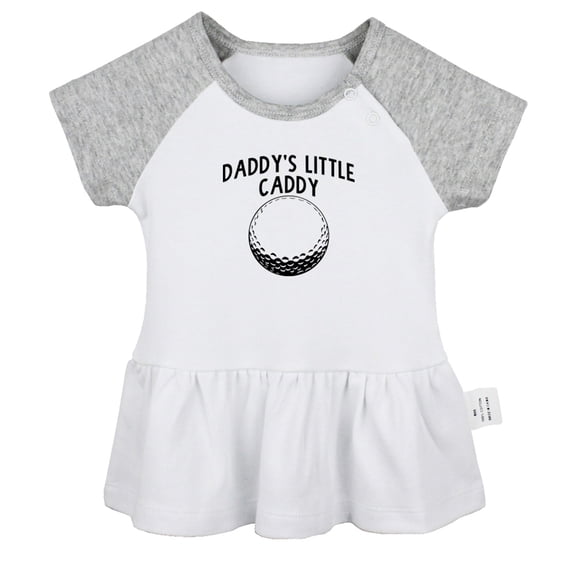Daddy's Little Caddy Funny Dresses For Baby, Newborn Babies Skirts, Infant Princess Dress, 0-24M Kids Graphic Clothes (Gray Raglan Dresses, 18-24 Months)