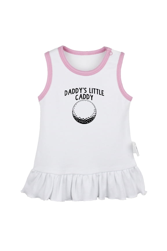 Daddy's Little Caddy Funny Dresses For Baby, Newborn Babies Skirts, Infant Princess Dress, 0-24M Kids Graphic Clothes (White Sleeveless Dresses, 18-24 Months)