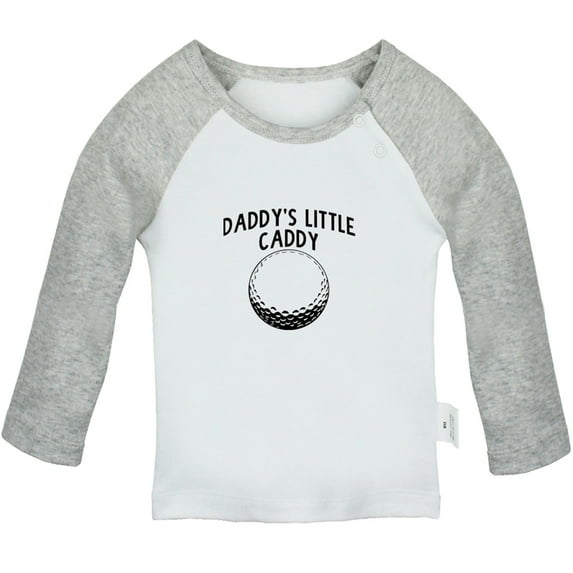 Daddy's Little Caddy Funny T shirt For Baby, Newborn Babies T-shirts, Infant Tops, 0-24M Kids Graphic Tees Clothing (Long Gray Raglan T-shirt, 0-6 Months)