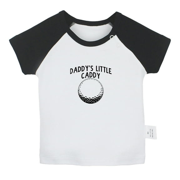 Daddy's Little Caddy Funny T shirt For Baby, Newborn Babies T-shirts, Infant Tops, 0-24M Kids Graphic Tees Clothing (Short Black Raglan T-shirt, 0-6 Months)