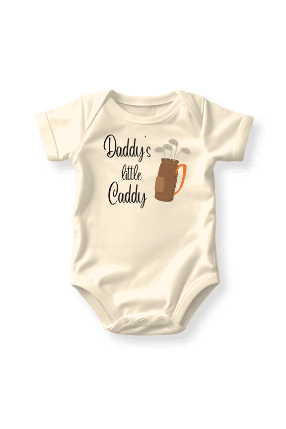 Daddy's Little Caddy Golf Baby Bodysuit, Newborn Outfit, Baby Clothes, Gift for Children 0-3m Natural
