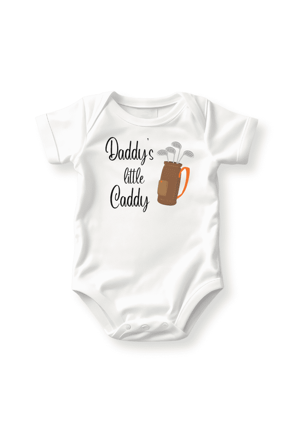 Daddy's Little Caddy Golf Baby Bodysuit, Newborn Outfit, Baby Clothes, Gift for Children 18m White