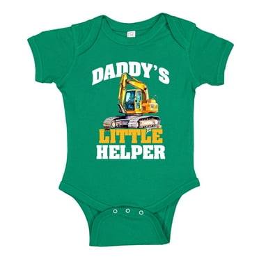 Daddy's Little Helper Excavator Baby Bodysuit One Piece 24 mo Kelly Green