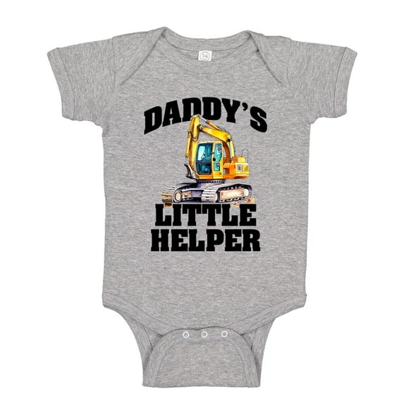 Daddy's Little Helper Excavator Baby Bodysuit One Piece NB Athletic Heather