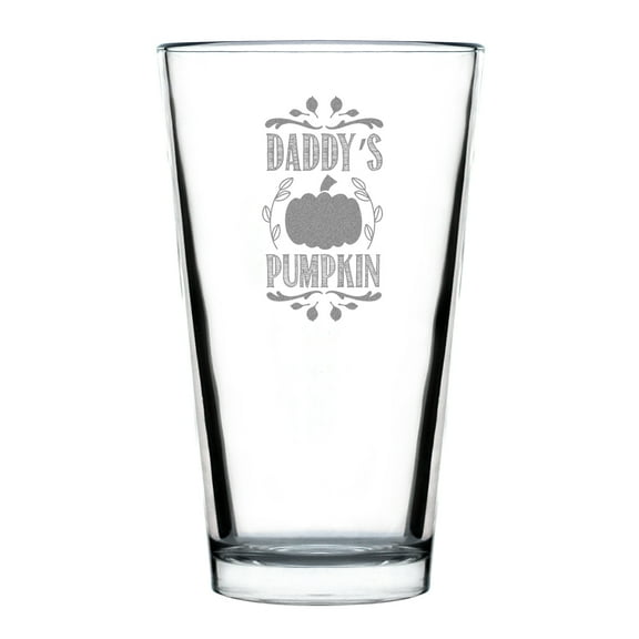 Daddy's Little Pumpkin, Engraved 16oz Pint Glass, Hand Etched Glass, Halloween Gift, Unique Dad Gift, Fall Decor, Father's Day Present