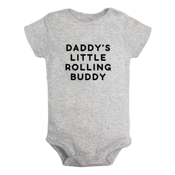 Daddy's Little Rolling Buddy Funny Rompers For Babies, Newborn Baby Unisex Bodysuits, Infant Jumpsuits, Toddler 0-12 Months Kids One-Piece Oufits (Gray, 6-12 Months)